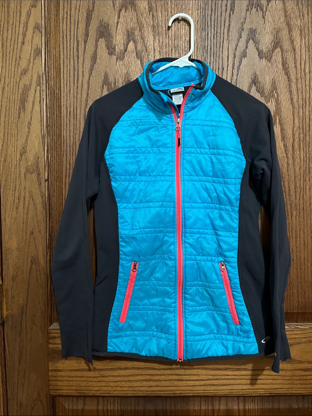 Champion Blue Quilted Puffer Jacket with Coral Zippers